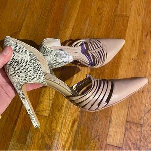 Nude faux snakeskin heels pumps
